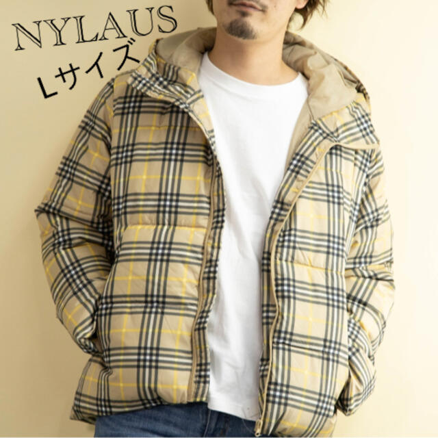 ベージュ チェック柄 ショート ダウンジャケット 新品 Lサイズ | フリマアプリ ラクマ