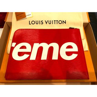 本物 LV×supreme コラボ クラッチバッグ  エピ 赤 M67722