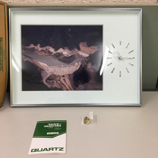 フジフイルム(富士フイルム)の新品　フジカラー　写真時計アルミ　4ツ切サイズ　縦横兼用　枠サイズ約45.5(写真額縁)