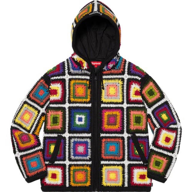 SUPREME Crochet Hooded Zip Up Sweater XL