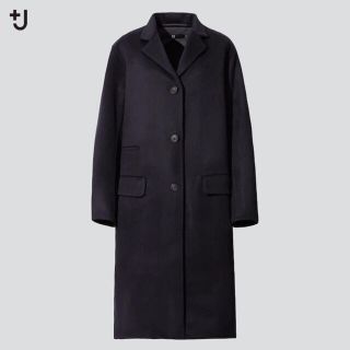 ユニクロ(UNIQLO)の【美品！】ユニクロ+J カシミヤブレンドチェスターコート (ネイビー Mサイズ)(チェスターコート)