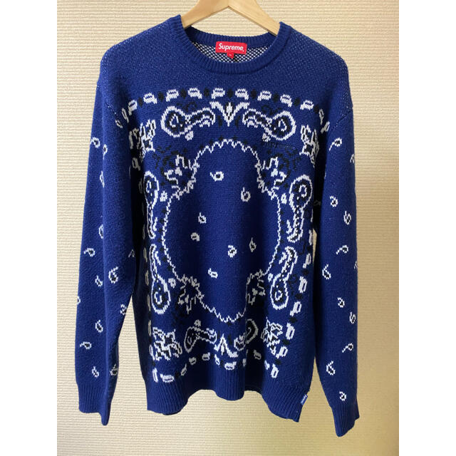 Supreme☆Bandana Sweater L ネイビー バンダナセーター