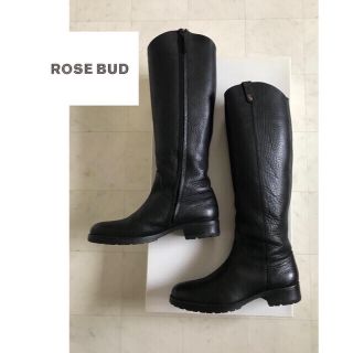 ローズバッド(ROSE BUD)のローズバッド＊牛革 ロングブーツ ブラック(ブーツ)