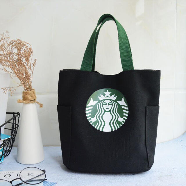 Starbucks Coffee(スターバックスコーヒー)の海外 スターバックス ミニトート エコバック トートバック　黒 レディースのバッグ(トートバッグ)の商品写真