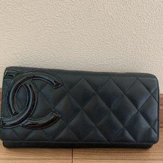 シャネル(CHANEL)のCHANEL シャネル 長財布　カンボンライン　黒×ピンク(財布)