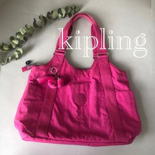 キプリング(kipling)のkipling★キプリング　大容量トートバッグ  ピンク　キーホルダー付き(トートバッグ)