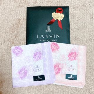 LANVIN ランバン　ハンカチ　ハンカチーフ　花柄(ハンカチ)