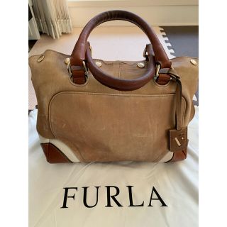 フルラ(Furla)のFURLA フルラ　本革ハンドバッグ　ブラウン　アイボリー(ハンドバッグ)