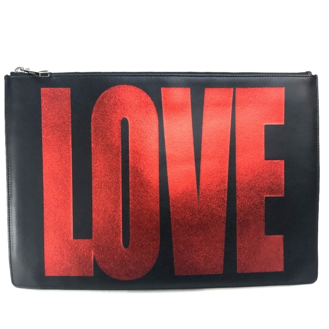 ジバンシィ GIVENCHY LOVE ポーチ クラッチバッグ レザー ブラック ブラック 美品