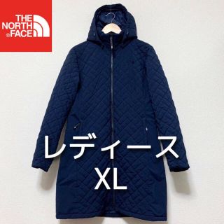 ザノースフェイス(THE NORTH FACE)の美品 THE NORTH FACE 中綿ロングコート レディースXL ネイビー(ロングコート)