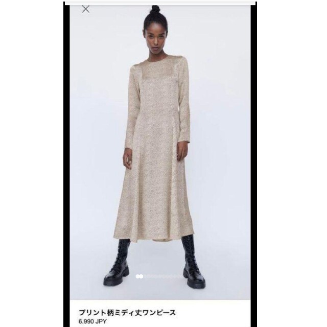 ZARA(ザラ)のzara プリント柄ミディ丈ワンピース レディースのワンピース(ロングワンピース/マキシワンピース)の商品写真