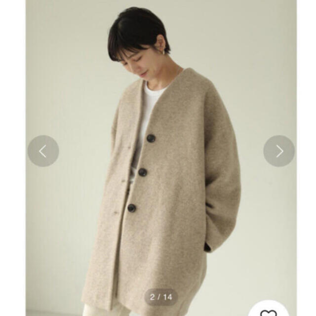 ノーカラージャケットtodayful  wool coccoon coat