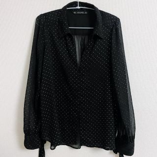 ザラ(ZARA)のZARA ドット シースルーシャツ　M(シャツ/ブラウス(長袖/七分))