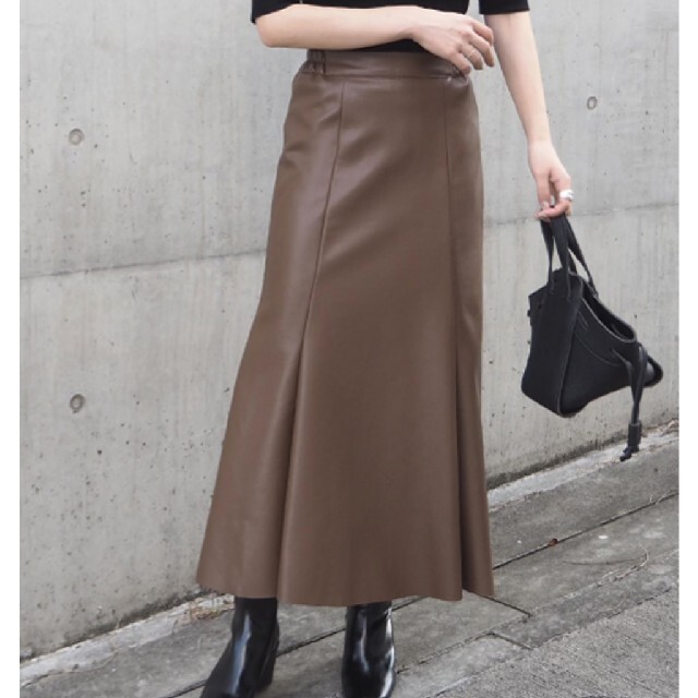 louren マーメイドレザースカート ブラウン - ロングスカート