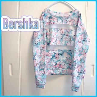 ベルシュカ(Bershka)のBershkaベルシュカ　花柄カットソー シースルーライン　M アイボリー(カットソー(長袖/七分))