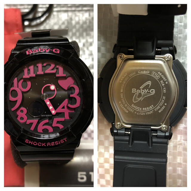 Baby-G(ベビージー)のBBABY－G 5194 ネオンダイアル 未使用 ベビーG 黒×ピンク アナログ レディースのファッション小物(腕時計)の商品写真