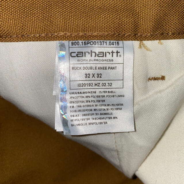 carhartt(カーハート)のタグ付き カーハートWIP ダブルニーパンツ W32 L32 チュニジア製 メンズのパンツ(ワークパンツ/カーゴパンツ)の商品写真