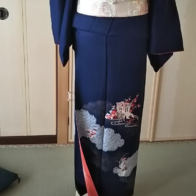 着物 ☆付け下げと帯のセット 紺色☆の通販 by エクラ☆'shop|ラクマ