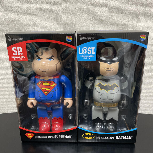 DC(ディーシー)のハッピーくじ　DC BE@RBRICK　スーパーマン　＆　バットマン エンタメ/ホビーのフィギュア(アメコミ)の商品写真