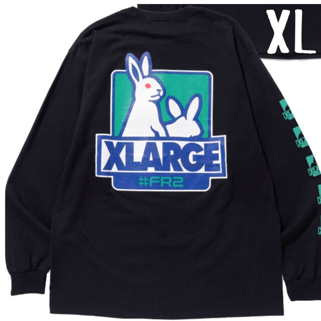 XLARGE(エクストララージ)のFR2 XLARGE コラボ FR2 L/S Tee 黒 XLサイズ メンズのトップス(Tシャツ/カットソー(七分/長袖))の商品写真