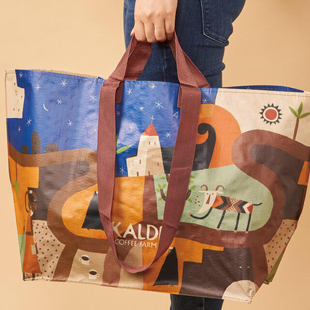 KALDI(カルディ)のふかふかたまこ　新品　カルディ  エコバッグ　オリジナル伝説柄　大小セット レディースのバッグ(エコバッグ)の商品写真