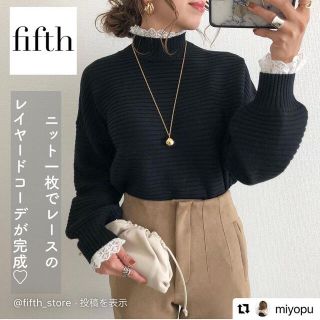 フィフス(fifth)のfifth♡レースドッキングボリュームスリーブニット(ニット/セーター)