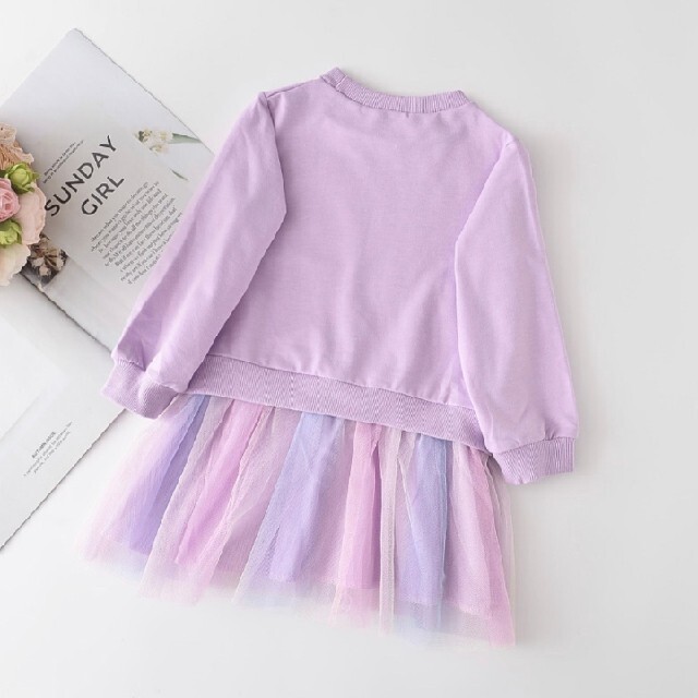 春ワンピ 長袖 ユニコーン 紫 90 パステルカラー 韓国 子供服 ゆめかわの通販 By Leilea S Shop ラクマ