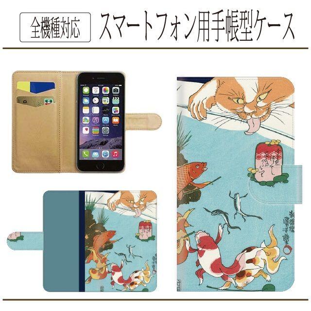 全機種対応★金魚づくし百ものがたり★手帳型スマホケース☆歌川国芳☆浮世絵 スマホ/家電/カメラのスマホアクセサリー(Androidケース)の商品写真