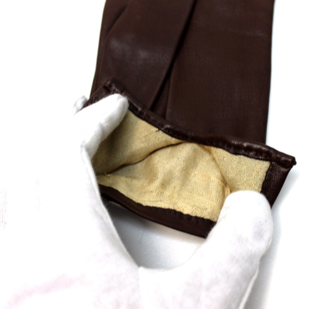エルメス HERMES レザーグローブ 手袋 雑貨 グローブ レザー ブラウン シルバー金具 ブラウンファッション小物