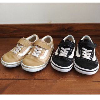 ヴァンズ(VANS)のVANS オールドスクール キッズ　17cm ブラック　ベージュ(スニーカー)