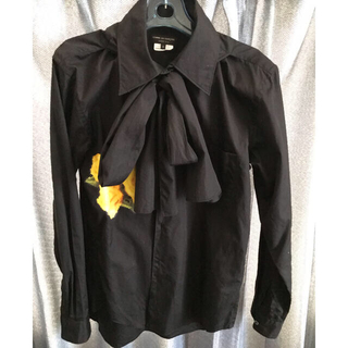 コムデギャルソンオムプリュスリボンシャツSサイズ伊勢丹新宿購入黒シャツブラック