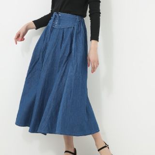 アズールバイマウジー(AZUL by moussy)の【新品・未使用】AZULBYMOUSSY レースアップフレアスカート(ロングスカート)