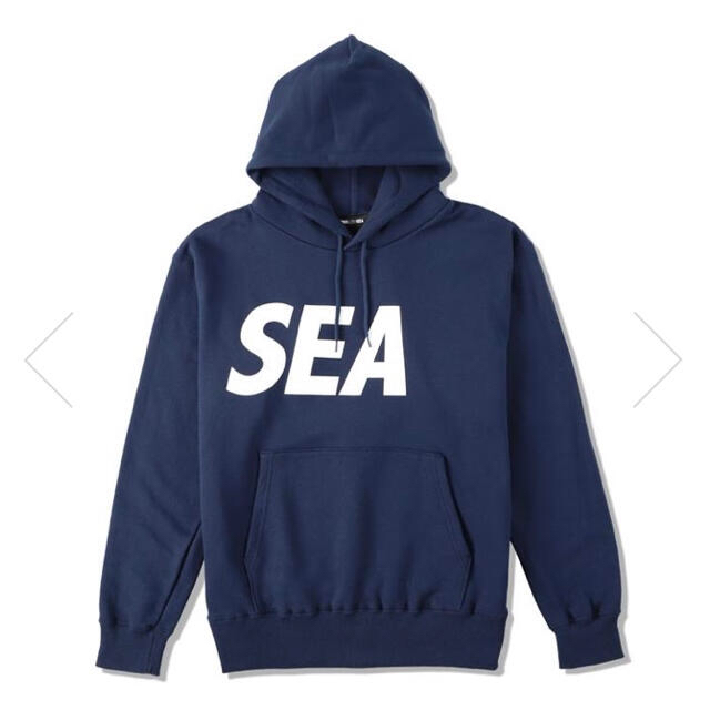 WIND AND SEA HOODIE / NAVY-WHITE / L