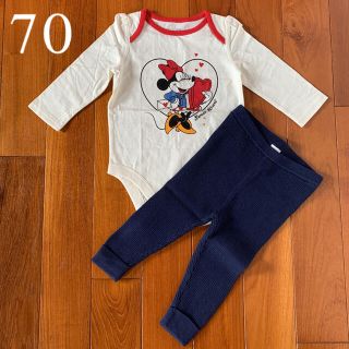 ベビーギャップ(babyGAP)の新品☆babygap☆ミニーロンパース＆リブニットレギンス☆70㎝(ロンパース)