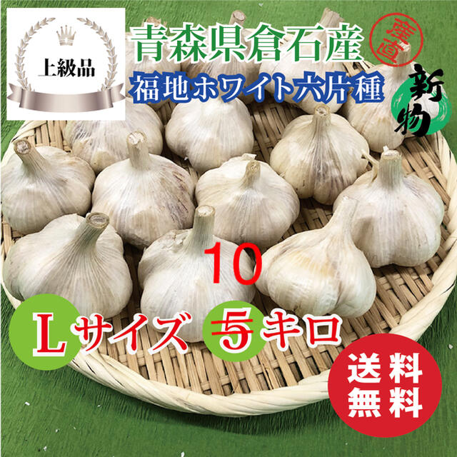 【上級品】青森県倉石産にんにく福地ホワイト六片種 Lサイズ 10kg