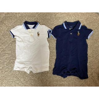 ラルフローレン(Ralph Lauren)のラルフローレン 紺色 白色　半袖　ロンパース 70(ロンパース)