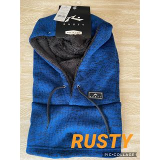 ラスティ(RUSTY)の【RUSTY】ラスティ　ネックウォーマー　フード付き　ブルー　防寒　スノーボード(ネックウォーマー)