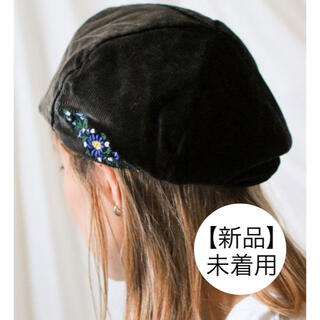 JABURO・帽子ブラックコーデュロイ(ハンチング/ベレー帽)