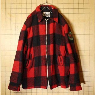 ウールリッチ(WOOLRICH)のUSA ウールリッチ チェック ウールジャケット ボアMレッドアウトドアaw54(カバーオール)