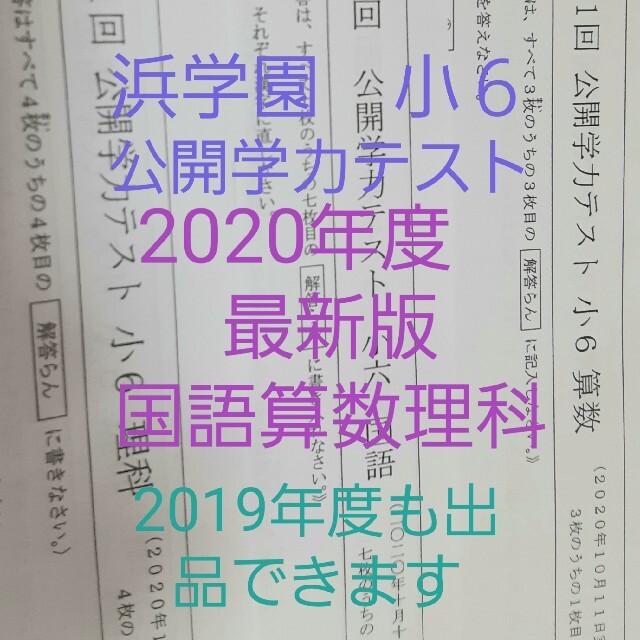 浜学園　小６　2020年度　公開学力テスト　最新版　国語算数理科　１年分