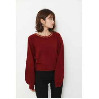 リエンダ(rienda)のChain N／C Knit TOP レッド(ニット/セーター)