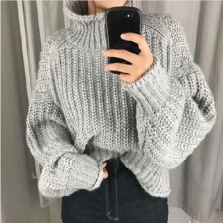 エイチアンドエム(H&M)のチャンキーニット　グレー(ニット/セーター)