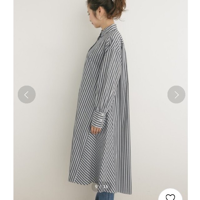 Sonny Label(サニーレーベル)のsunny label  新品  Aラインストライプシャツワンピース レディースのワンピース(ロングワンピース/マキシワンピース)の商品写真