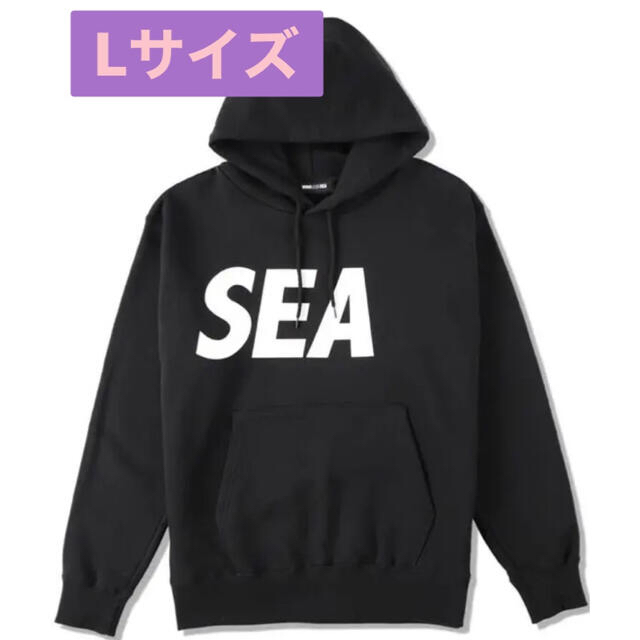 トップスSEA HOODIE  BLACK-WHITE  Lサイズ