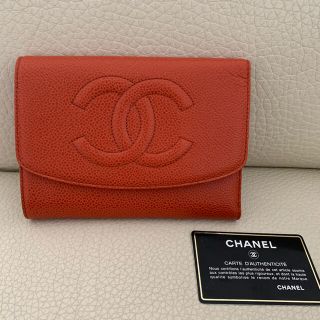 シャネル(CHANEL)の新品未使用　シャネル　デカココ　オレンジ　キャビアスキン　お財布(財布)