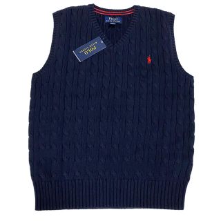 ポロラルフローレン(POLO RALPH LAUREN)の一点のみ☆新品 ラルフローレン ボーイズL/160 ケーブルニットVネックベスト(ニット)