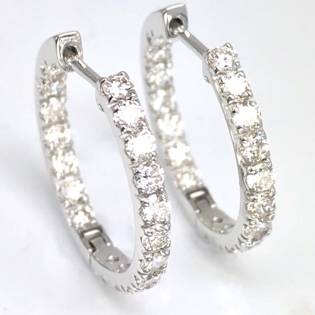 計1.00ct 天然ダイヤモンド 中折れ式エタニティフープピアス PT950-