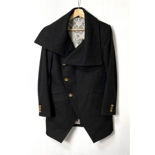 ヴィヴィアンウエストウッド(Vivienne Westwood)の【H】ヴィヴィアンウエストウッド マン ミントカラー 変形 コート 黒 46(チェスターコート)