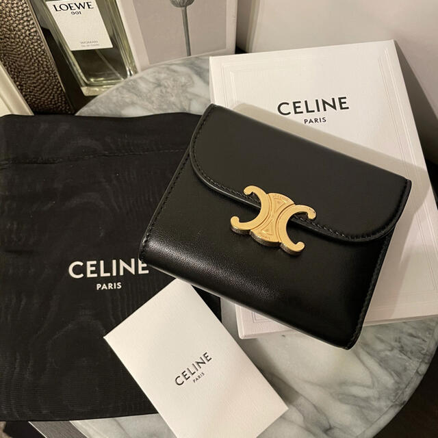 名作 celine - 正規店購入 セリーヌ トリオンフ 財布 ブラック 財布