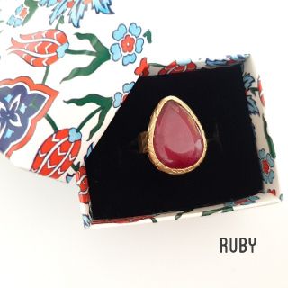 『Ruby』のしずく型天然石リング(リング(指輪))